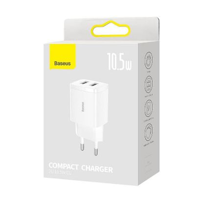 Picture of Baseus  Compact  Charger 2U 10.5W EU White